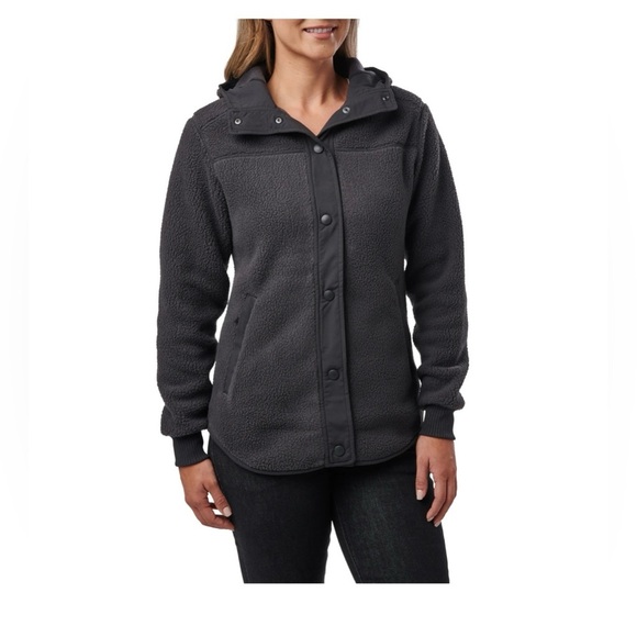 5.11 Tactical Women's FRANCES FLEECE COAT with Hood, Size Small, Dark Grey - Picture 12 of 13
